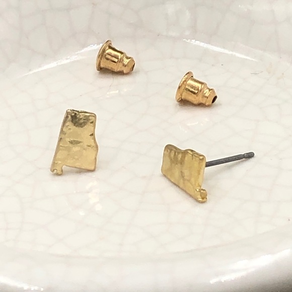 Mini Alabama State Shape Gold Stud Earrings Alabama Alabama Alabama Alabama - Picture 4 of 4
